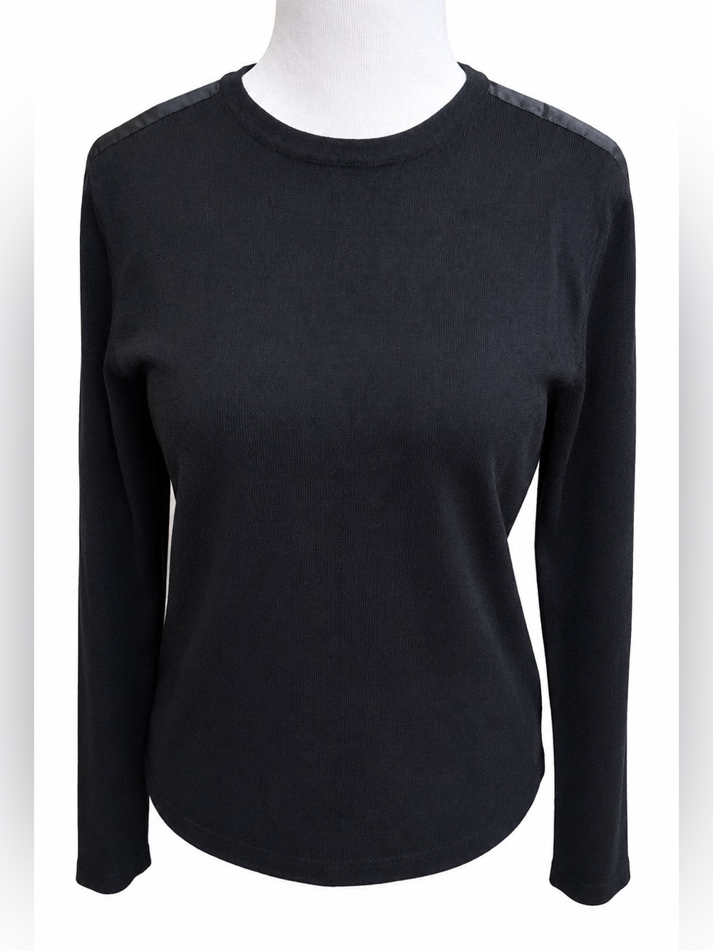 Banana Republic Black Long-Sleeve Crewneck Top 100% Merino Wool Medium
